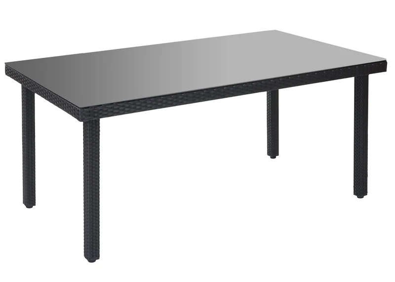 Table de jardin en polyrotin plateau verre fumé 160x90 cm anthracite 4 à 6 convives 04_0001762