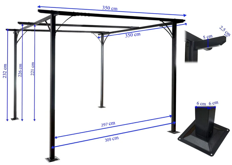 Pergola de jardin avec toit coulissant pavillon 3,5x3,5m couleur terracotta protection UV 50+ 04_0008114