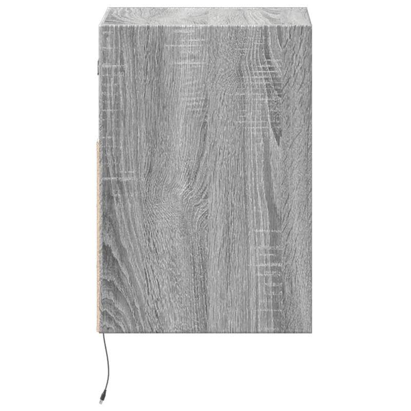 Table de chevet murale avec lumières LED avec tiroir 41 x 31 x 45 cm bois d'ingénierie gris DEC034214