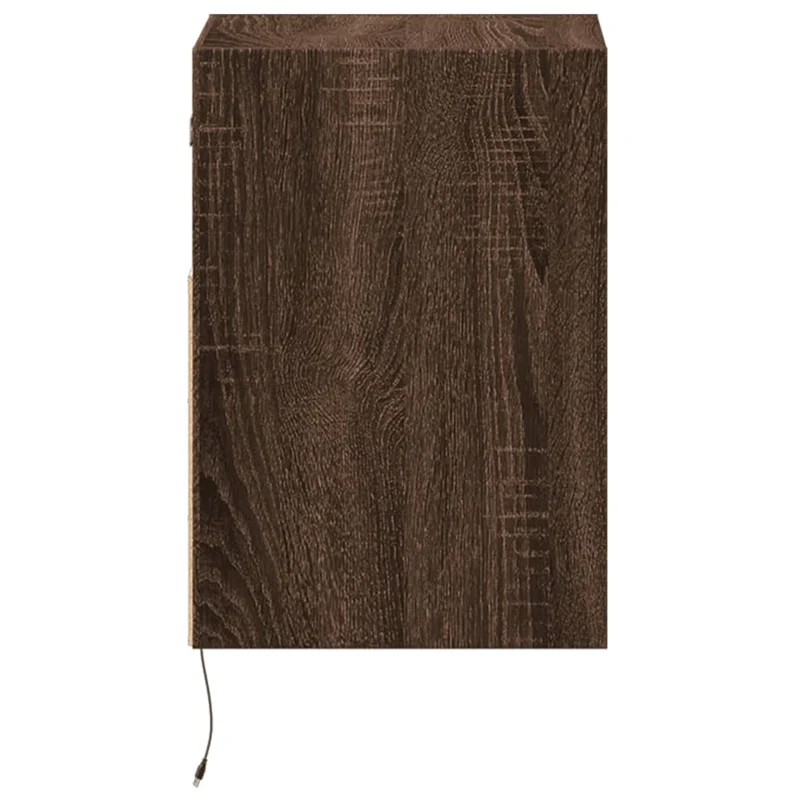 Table de chevet murale avec lumières LED tiroir et compartiment ouvert en bois d'ingénierie marron DEC034182