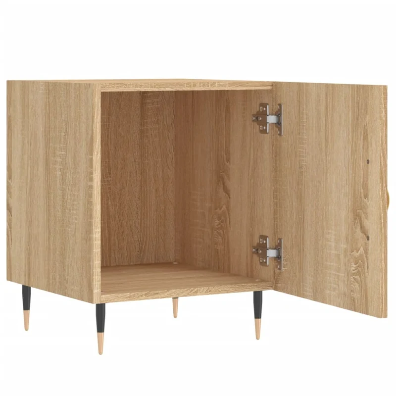 Lot de 2 tables de chevet avec compartiment avec porte 40 x 40 x 50 cm bois ingénierie couleur chêne DEC035269