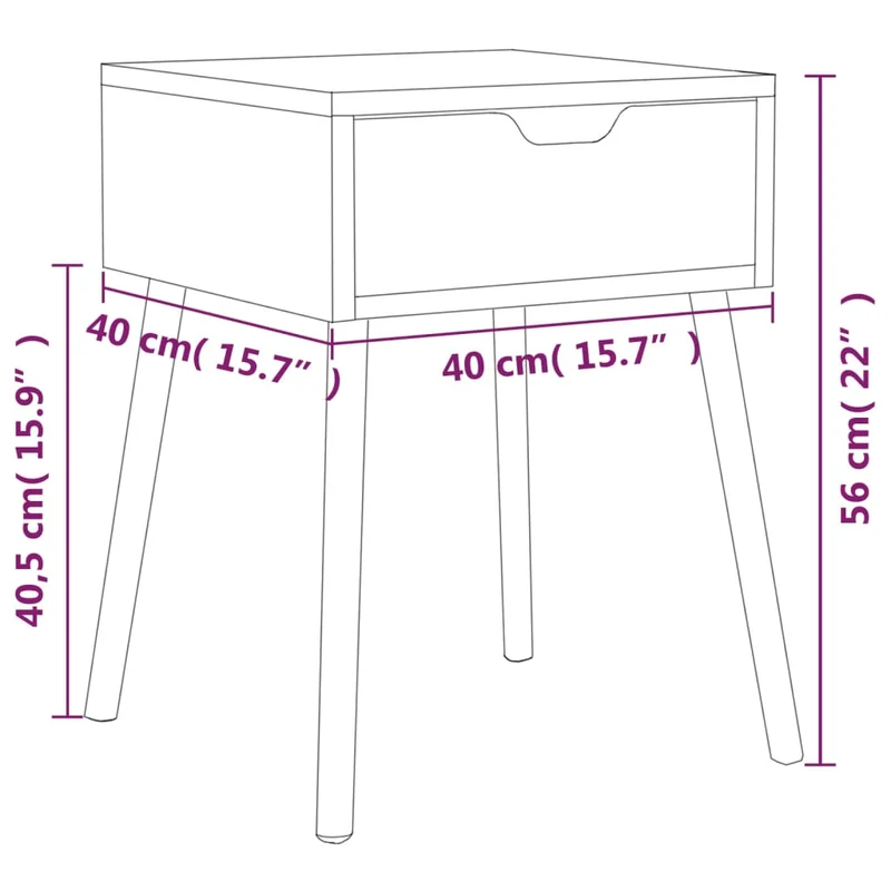 Table de chevet avec tiroir 40 x 40 x 56 cm bois d'ingénierie noir DEC034530