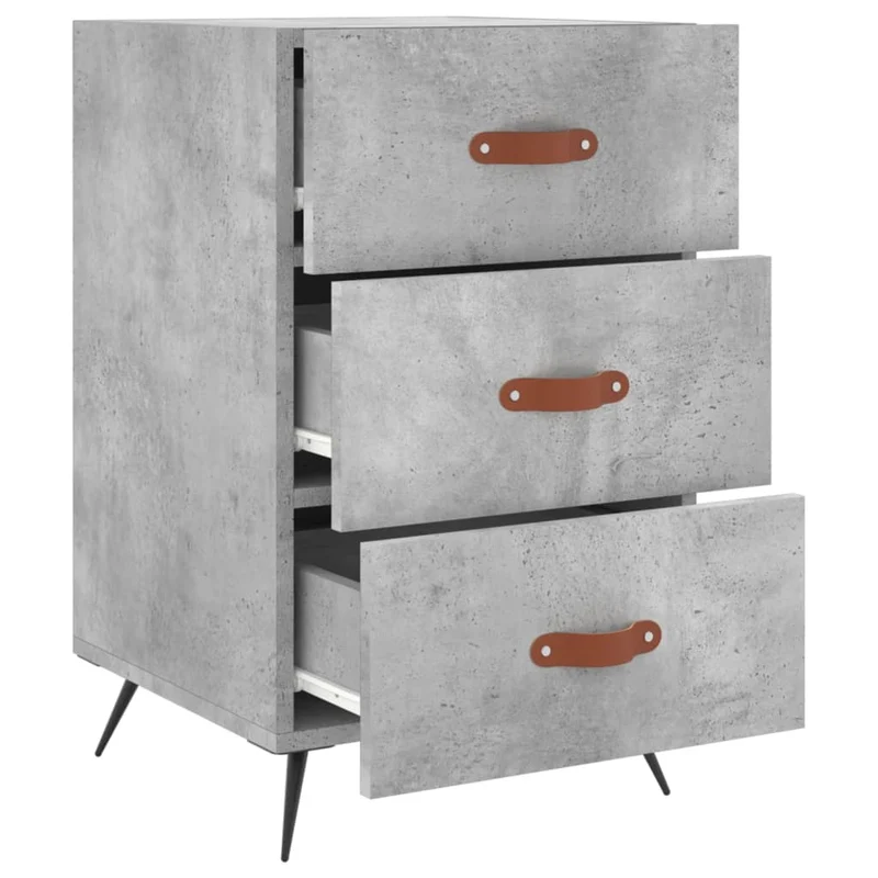 Table de chevet avec 3 tiroirs 40 x 40 x 66 cm bois d'ingénierie gris et fer DEC034031
