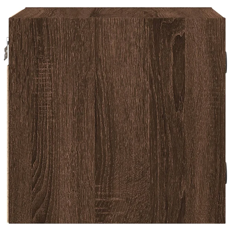 Table de chevet murale avec porte vitrée 35 x 37 x 35 cm bois d'ingénierie maron DEC033269