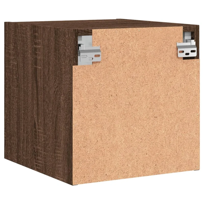 Table de chevet murale avec porte vitrée 35 x 37 x 35 cm bois d'ingénierie maron DEC033269