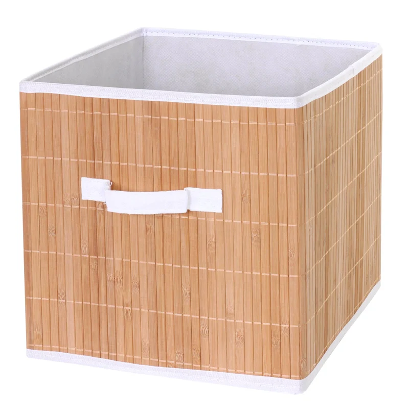 4x paniers de rangement panier en bambou 32x32x32cm couleur naturelle 04_0001348