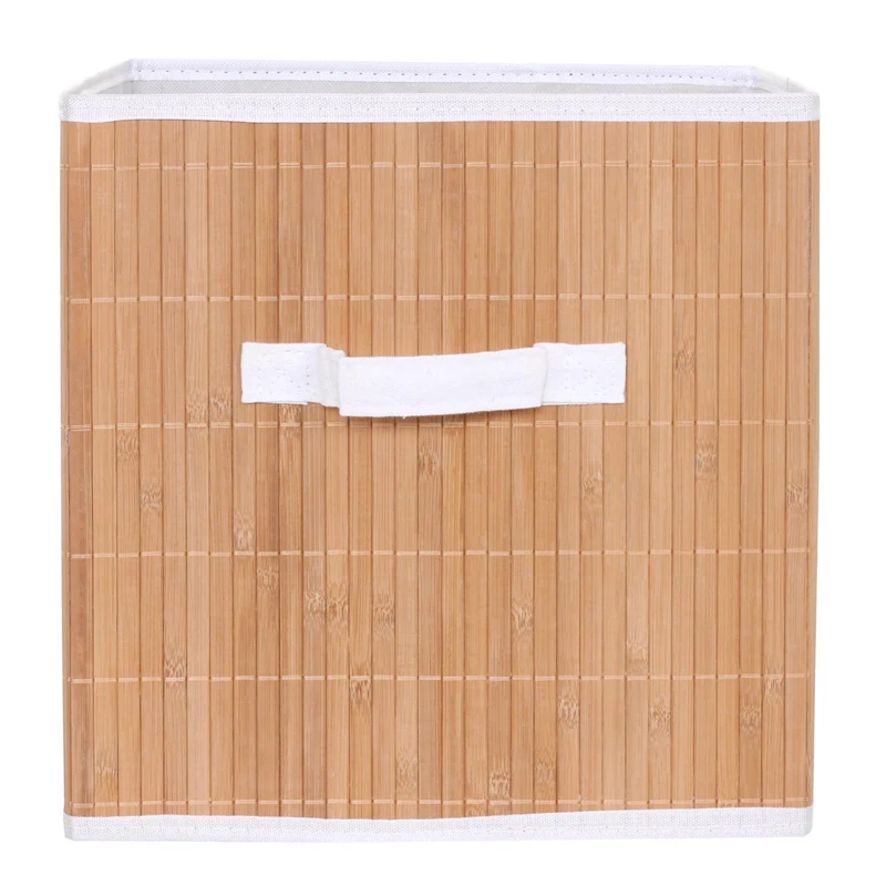 4x paniers de rangement panier en bambou 32x32x32cm couleur naturelle 04_0001348