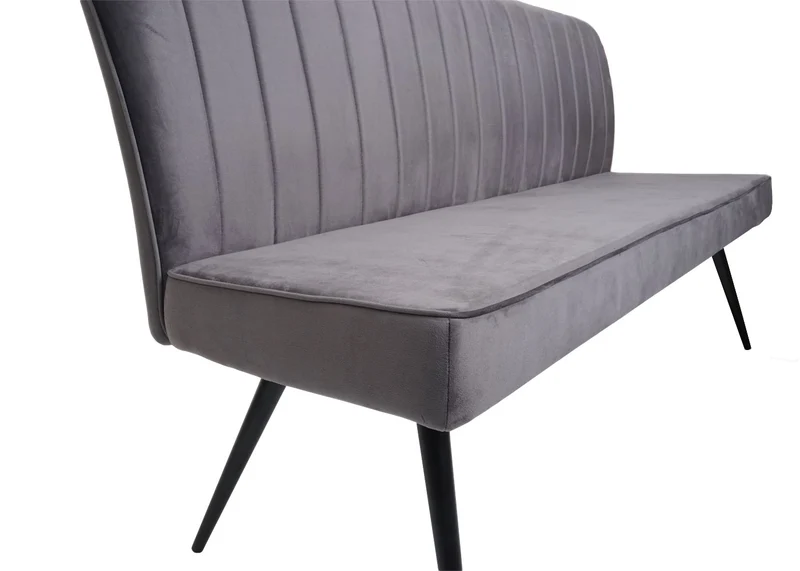 Ensemble de salle à manger 2x chaises de salle à manger et 1x banc 3 places en velours gris foncé et métal 04_0006751