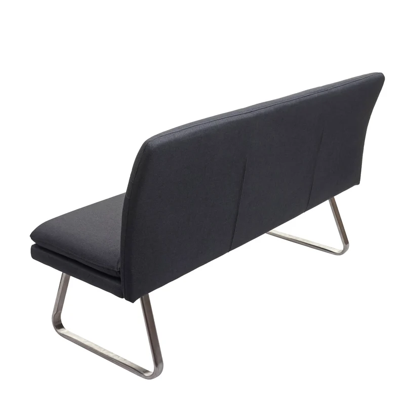 Ensemble de salle à manger 4x chaise de salle à manger et 1x banc en tissu gris foncé et acier inoxydable brossé 04_0006739