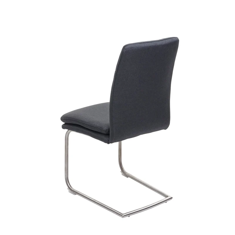 Ensemble de salle à manger 4x chaise de salle à manger et 1x banc en tissu gris foncé et acier inoxydable brossé 04_0006739
