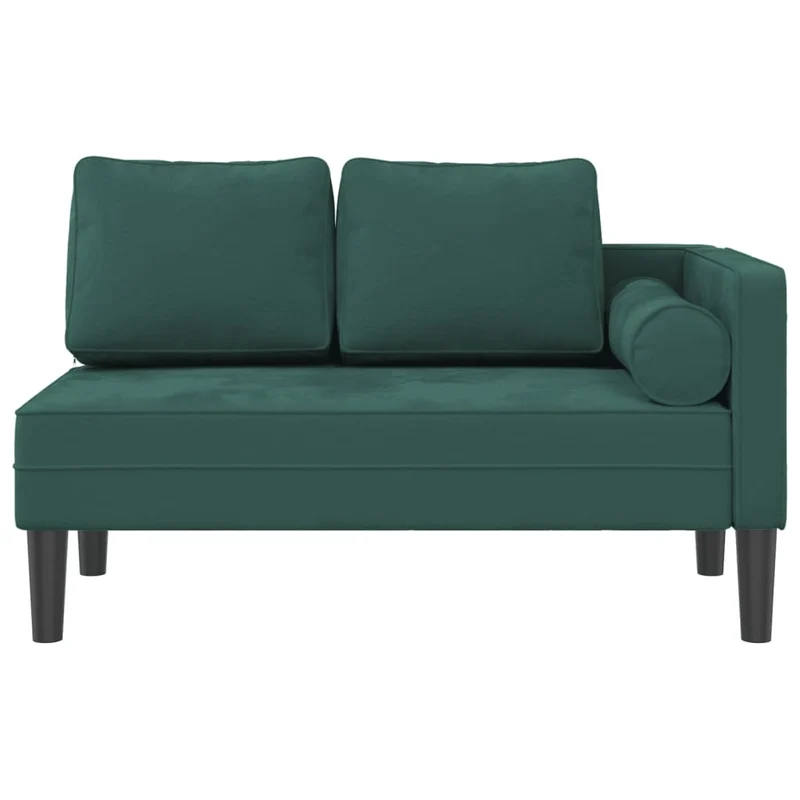 Méridienne chaise longue canapé pour intérieur avec coussins en velours vert foncé DEC026105