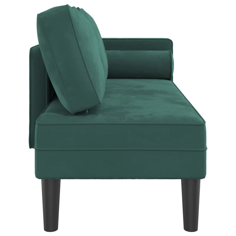 Méridienne chaise longue canapé pour intérieur avec coussins en velours vert foncé DEC026105