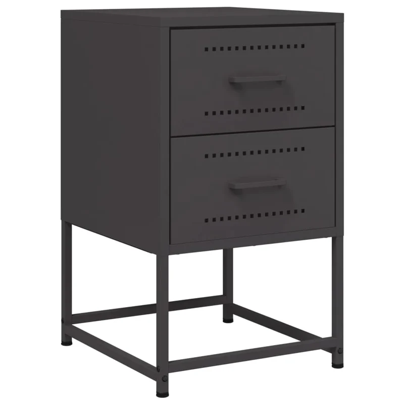 Lot de 2 tables de chevet avec deux tiroirs 36 x 39 x 60,5 cm acier noir DEC035487