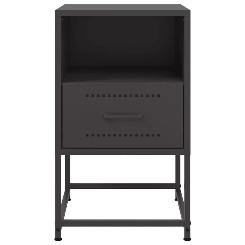 Lot de 2 tables de chevet avec tiroir et compartiment ouvert 36 x 39 x 60,5 cm acier noir DEC035486