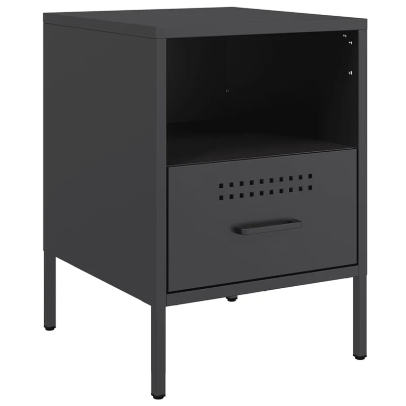 Lot de 2 tables de chevet avec tiroirs et compartiment ouvert 36 x 39 x 50,5 cm acier noir DEC035482