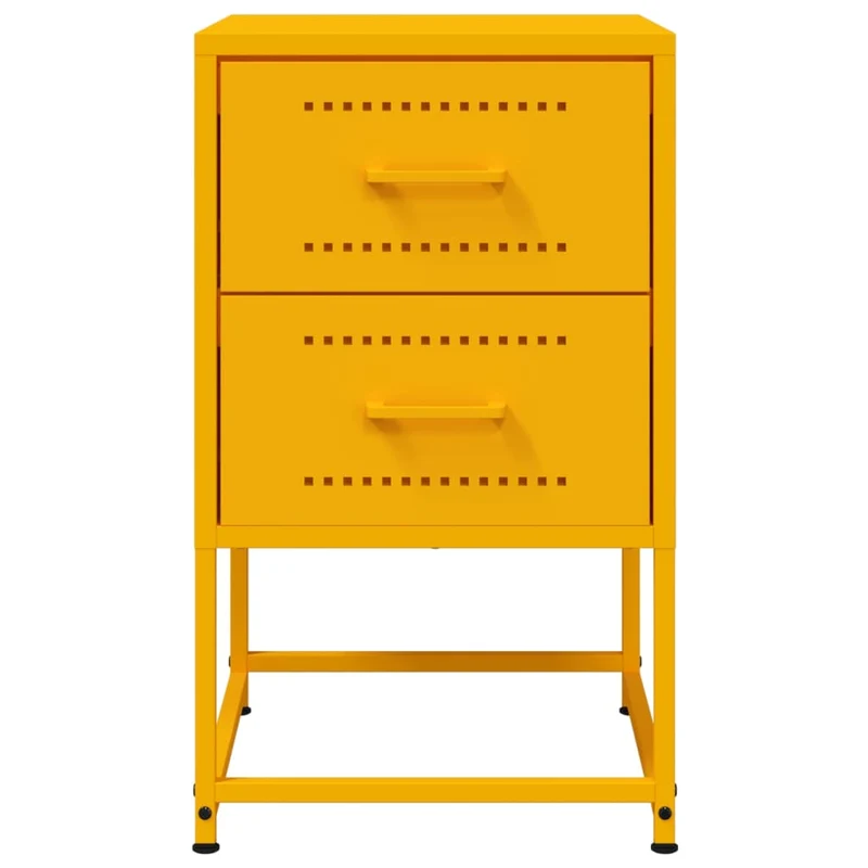 Lot de 2 tables de chevet avec deux tiroirs 36 x 39 x 60,5 cm acier jaune moutarde DEC035432