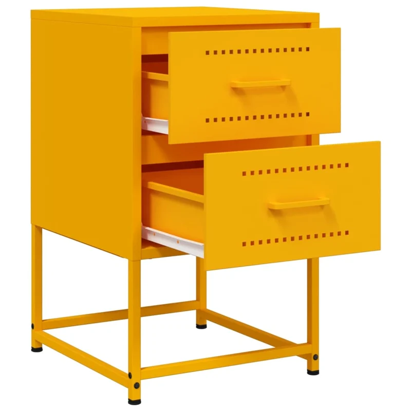 Lot de 2 tables de chevet avec deux tiroirs 36 x 39 x 60,5 cm acier jaune moutarde DEC035432