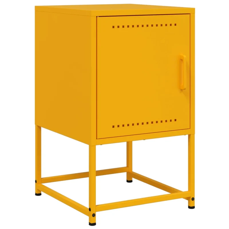 Lot de 2 tables de chevet avec compartiment avec porte 36 x 39 x 60,5 cm acier jaune DEC035431