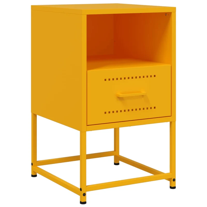 Lot de 2 tables de chevet avec tiroir et compartiment ouvert 36 x 39 x 60,5 cm acier jaune DEC035430