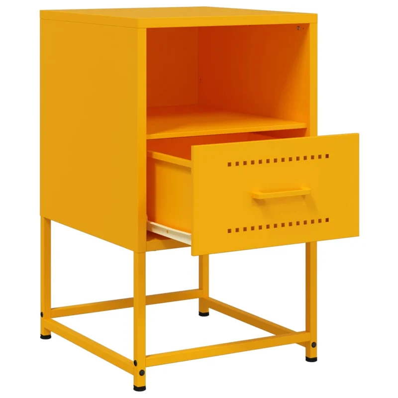 Lot de 2 tables de chevet avec tiroir et compartiment ouvert 36 x 39 x 60,5 cm acier jaune DEC035430
