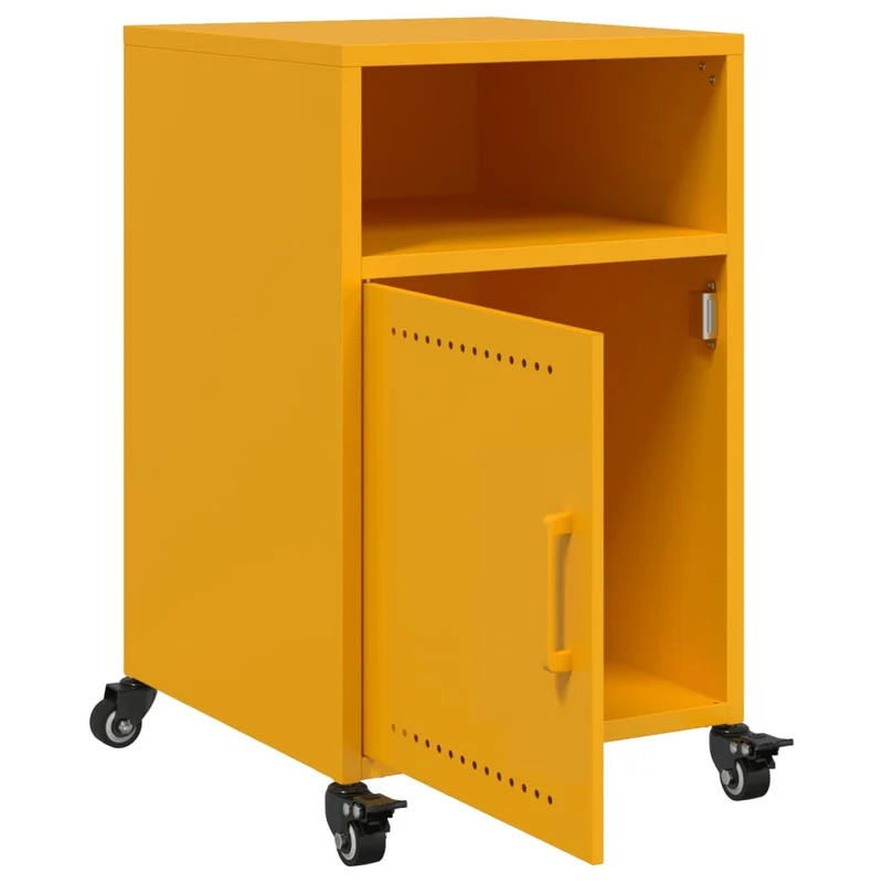 Lot de 2 tables de chevet avec compartiment ouvert et avec porte 36 x 39 x 59 cm acier jaune moutarde DEC035429