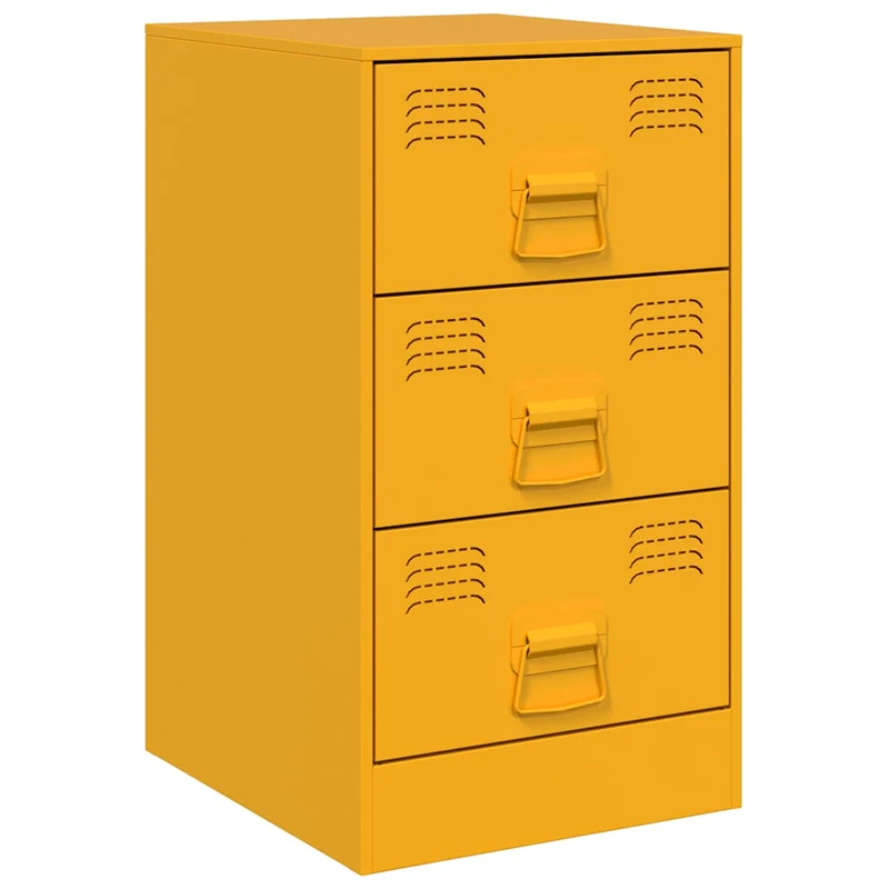 Lot de 2 tables de chevet avec 3 tiroirs 34,5 x 39 x 62 cm acier jaune DEC035420