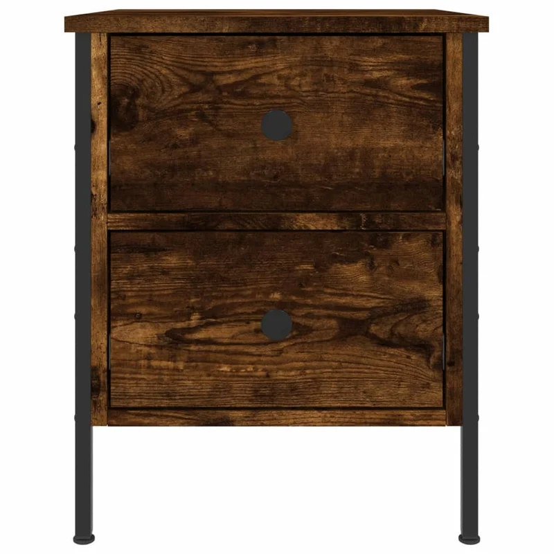 Lot de 2 tables de chevet avec deux tiroirs 40 x 42 x 50 cm bois ingénierie marron et fer DEC035131