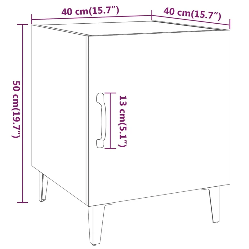Lot de 2 tables de chevet avec compartiment avec porte 40 x 40 x 50 cm bois d'ingénierie blanc DEC034981