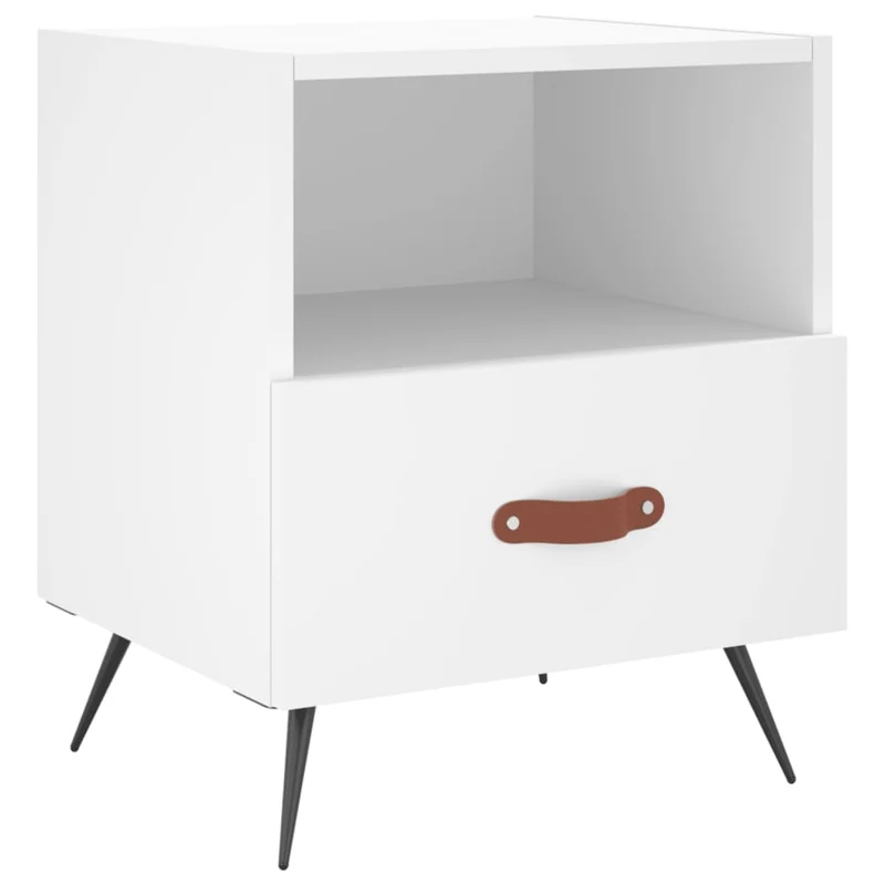 Lot de 2 tables de chevet avec tiroir et compartiment ouvert 40 x 35 x 47,5 cm bois d’ingénierie blanc DEC034923