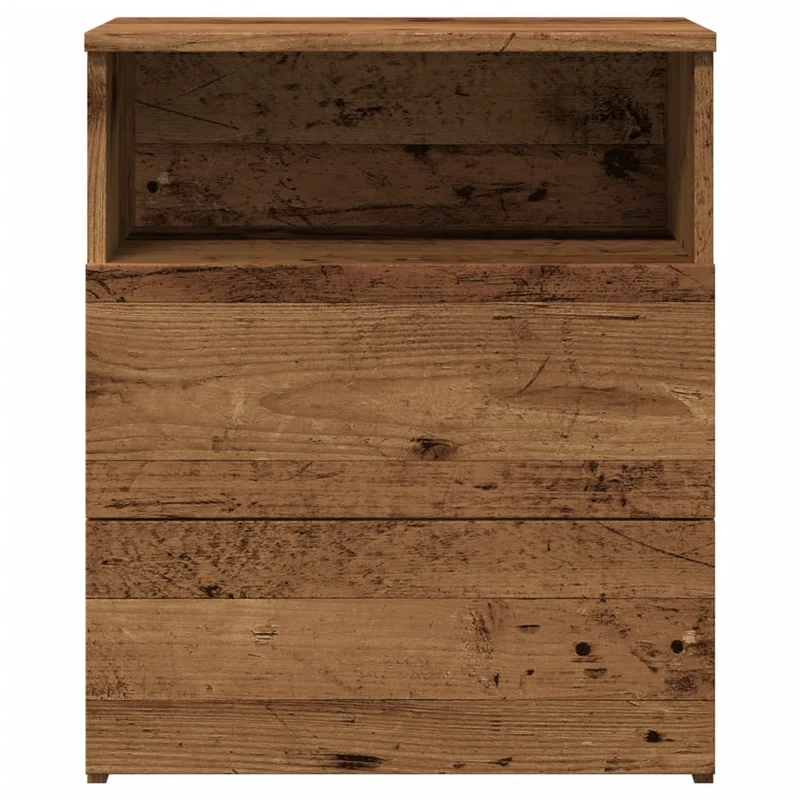 Table de chevet avec deux tiroirs et un compartiment ouvert 50 x 32 x 60 cm bois d'ingénierie marron DEC034717