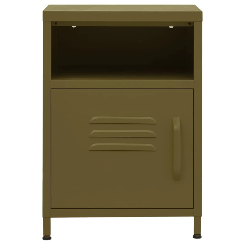 Table de chevet avec compartiment ouvert et avec porte 35 x 35 x 51 cm acier vert DEC034698