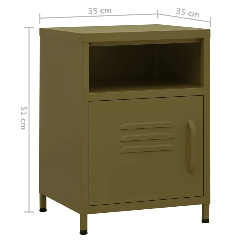 Table de chevet avec compartiment ouvert et avec porte 35 x 35 x 51 cm acier vert DEC034698