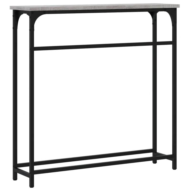 Table console meuble d'entrée 75 x 19,5 x 75 cm bois d'ingénierie gris et métal DEC032234