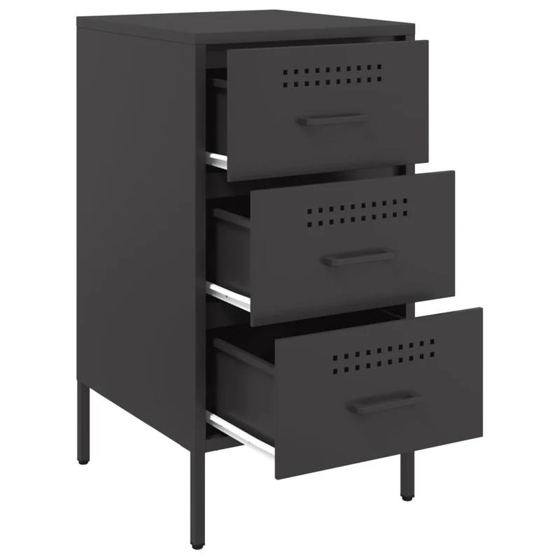 Lot de 2 tables de chevet avec 3 tiroirs 36 x 39 x 68 cm acier noir DEC035489