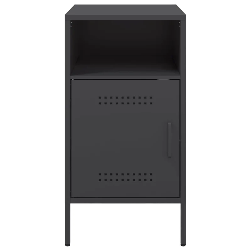 Lot de 2 tables de chevet avec compartiment avec porte 36 x 39 x 68 cm acier noir DEC035488