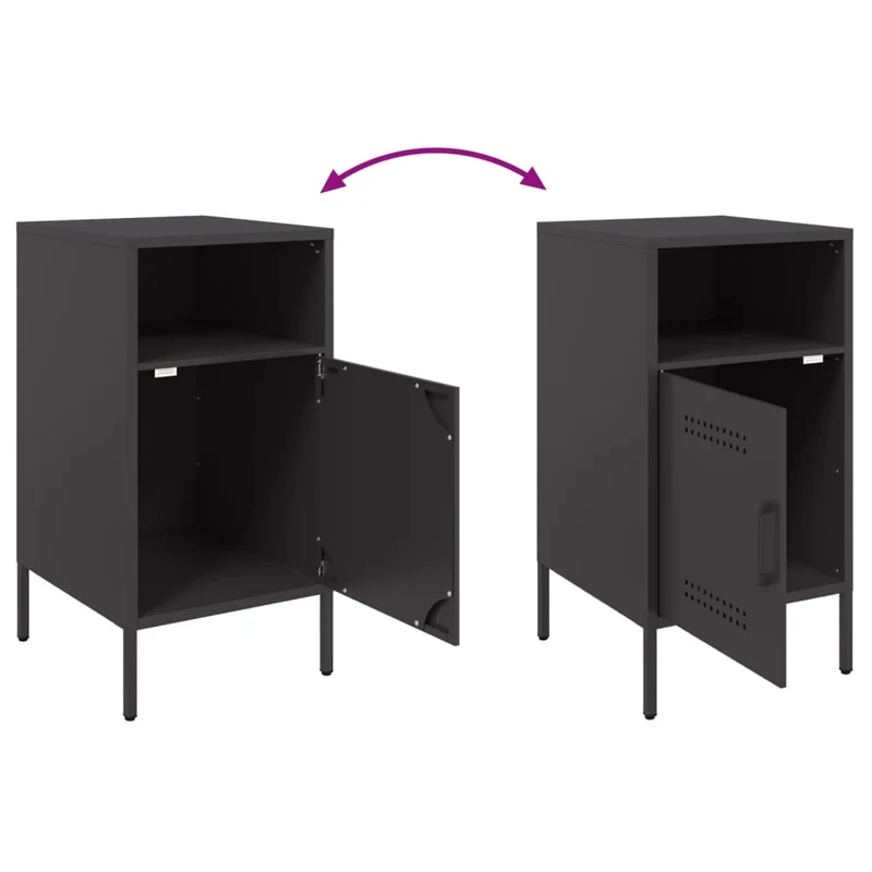 Lot de 2 tables de chevet avec compartiment avec porte 36 x 39 x 68 cm acier noir DEC035488