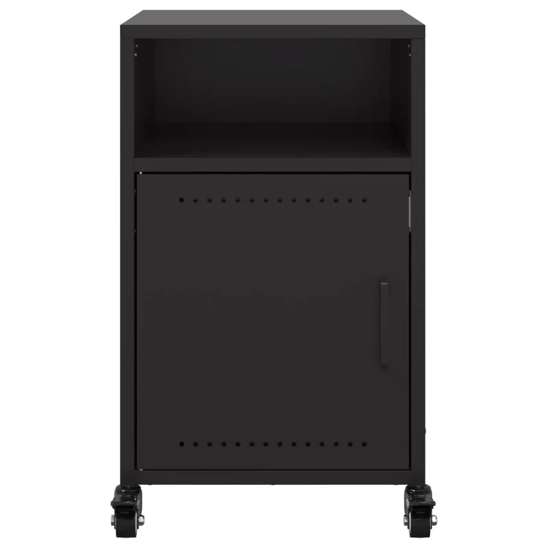 Lot de 2 tables de chevet sur roulettes avec compartiment avec porte 36 x 39 x 59 cm acier noir DEC035484