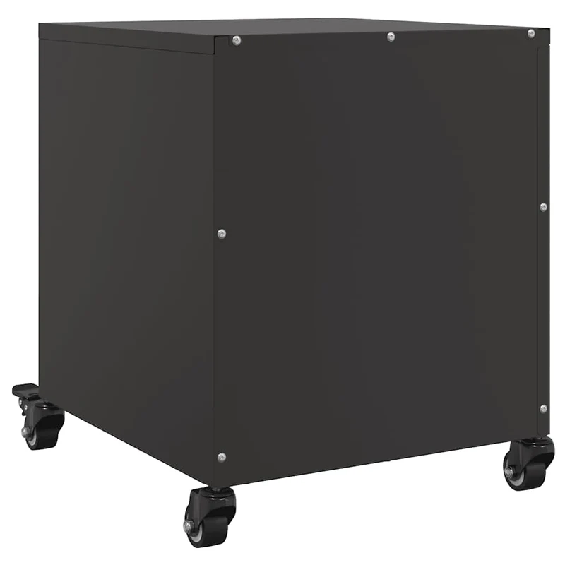 Lot de 2 tables de chevet sur roulettes avec deux tiroirs 36 x 39 x 43,5 cm acier noir DEC035480