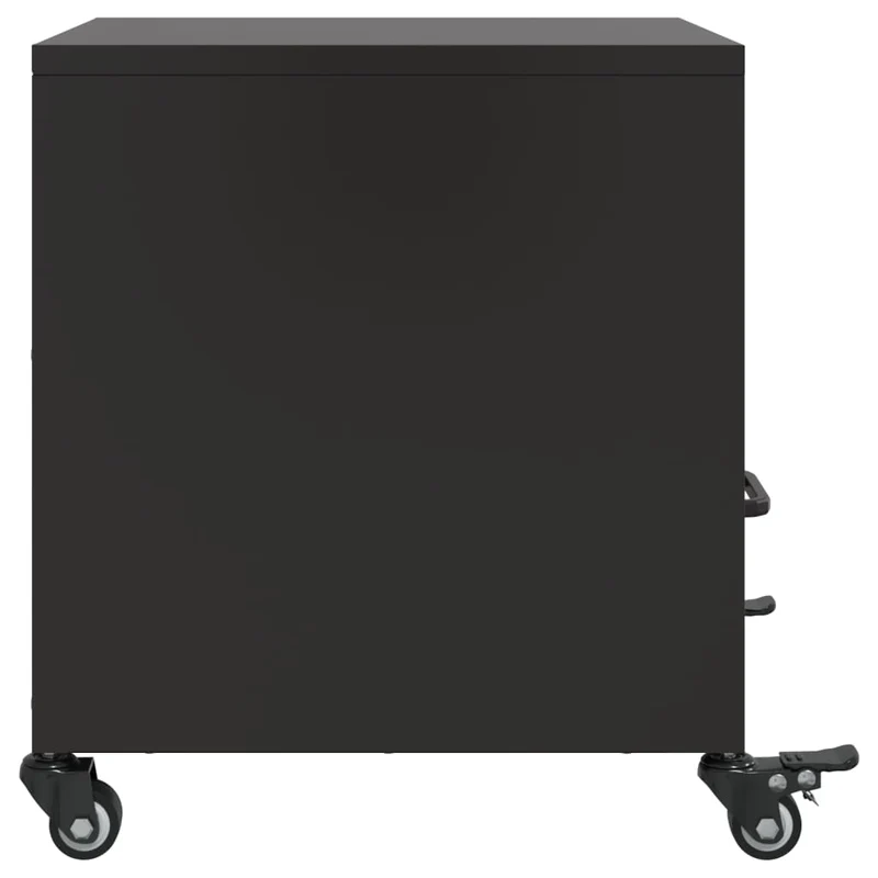 Lot de 2 tables de chevet sur roulettes avec tiroir et compartiment ouvert 36 x 39 x 43,5 cm acier noir DEC035478
