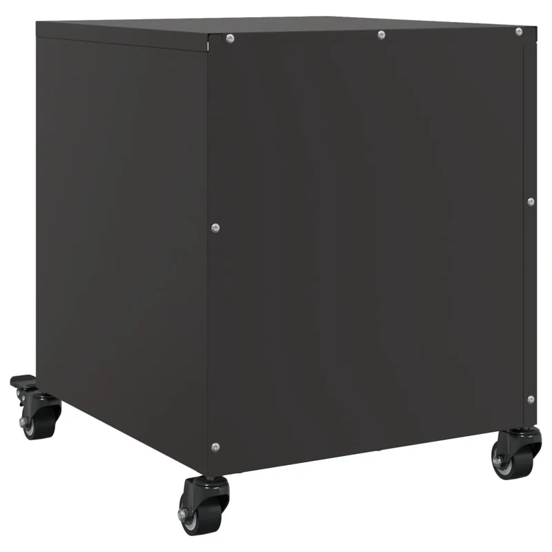 Lot de 2 tables de chevet sur roulettes avec tiroir et compartiment ouvert 36 x 39 x 43,5 cm acier noir DEC035478