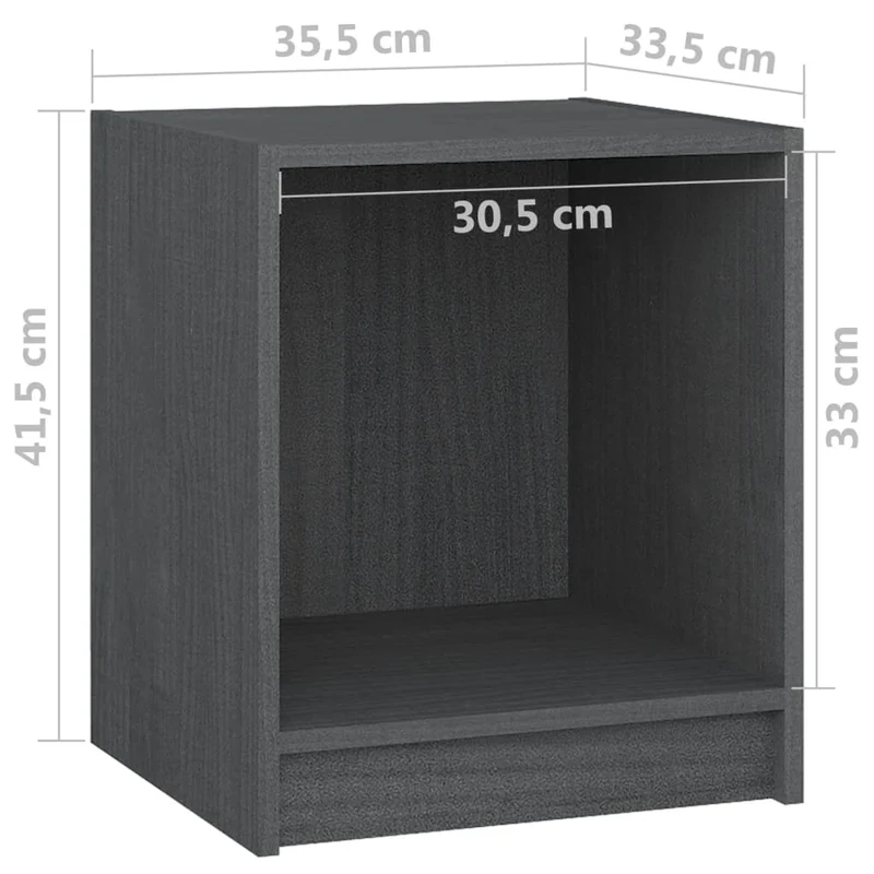Lot de 2 tables de chevet avec compartiment ouvert 35,5 x 33,5 x 41,5cm bois de pin gris DEC035310