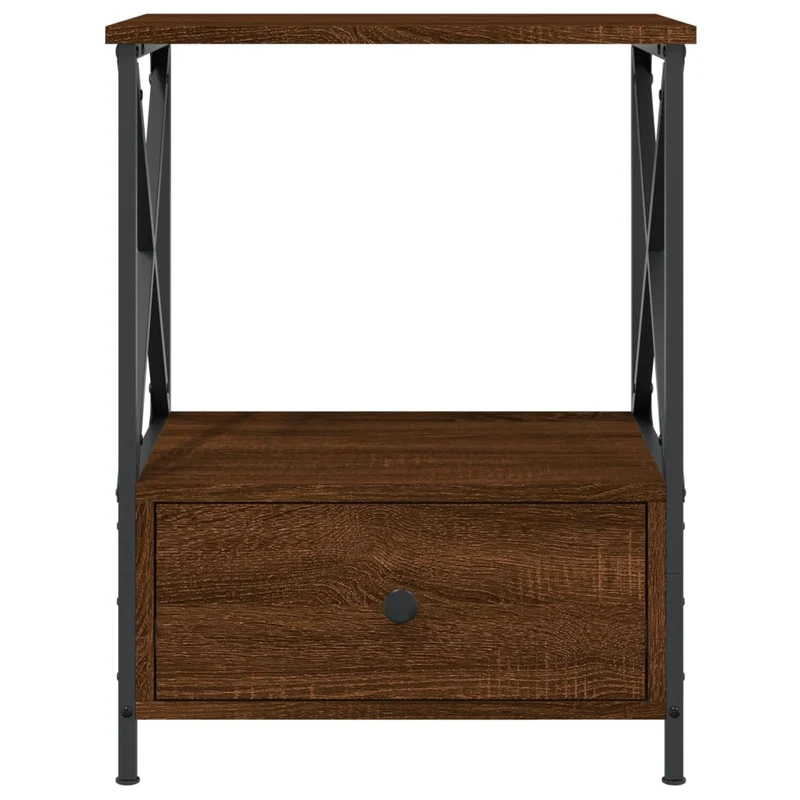 Lot de 2 tables de chevet avec tiroir 50 x 41 x 65 cm bois ingénierie marron et fer DEC035211