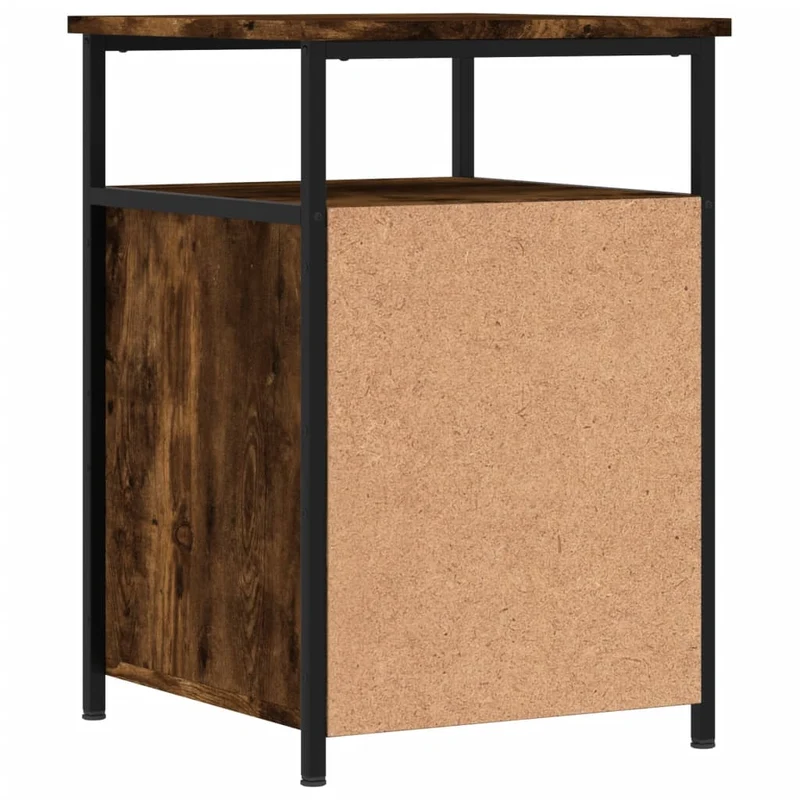 Lot de 2 tables de chevet avec compartiment avec porte 40 x 42 x 60 cm bois d'ingénierie marron et fer DEC035137