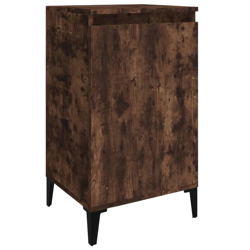 Lot de 2 tables de chevet avec étagères avec porte 40 x 35 x 70 cm bois d'ingénierie marron et métal DEC035110