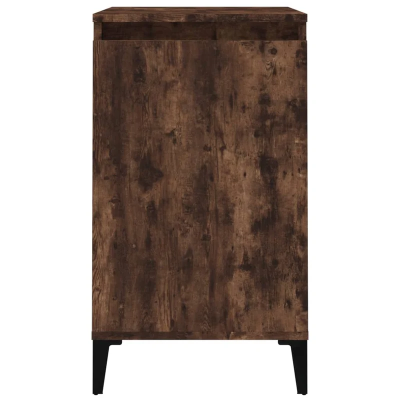Lot de 2 tables de chevet avec étagères avec porte 40 x 35 x 70 cm bois d'ingénierie marron et métal DEC035110