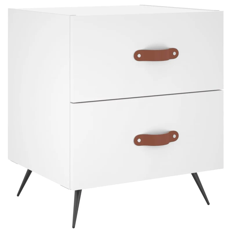Lot de 2 tables de chevet avec deux tiroirs 40 x 35 x 47,5 cm bois d’ingénierie blanc DEC034917