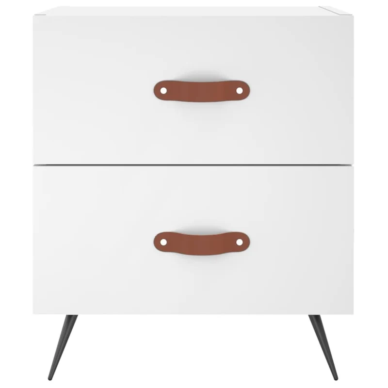 Lot de 2 tables de chevet avec deux tiroirs 40 x 35 x 47,5 cm bois d’ingénierie blanc DEC034917