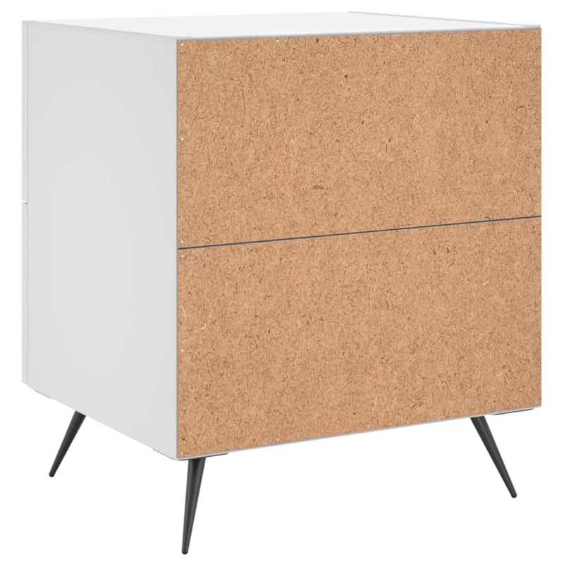 Lot de 2 tables de chevet avec deux tiroirs 40 x 35 x 47,5 cm bois d’ingénierie blanc DEC034917