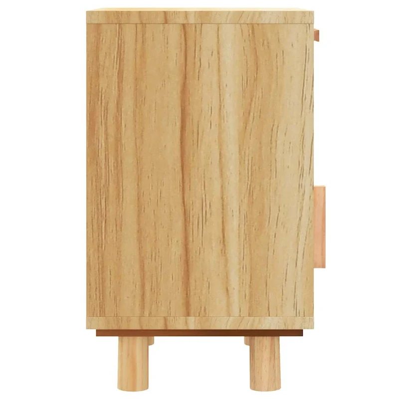 Lot de 2 tables de chevet avec tiroir et compartiment avec porte 40 x 30 x 50 cm en bois pin massif et rotin naturel DEC035440