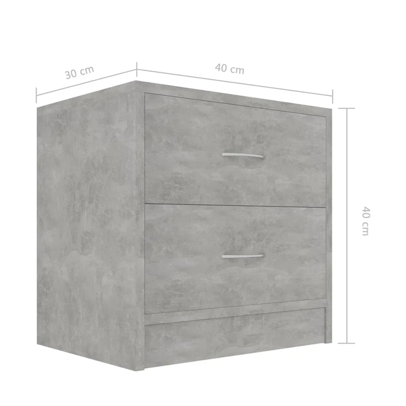 Lot de 2 tables de chevet avec deux tiroirs 40 x 30 x 40 cm bois d'ingénierie gris DEC035349